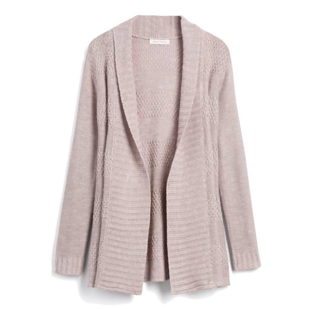 Honey Punch Blush Textured Open Cardigan